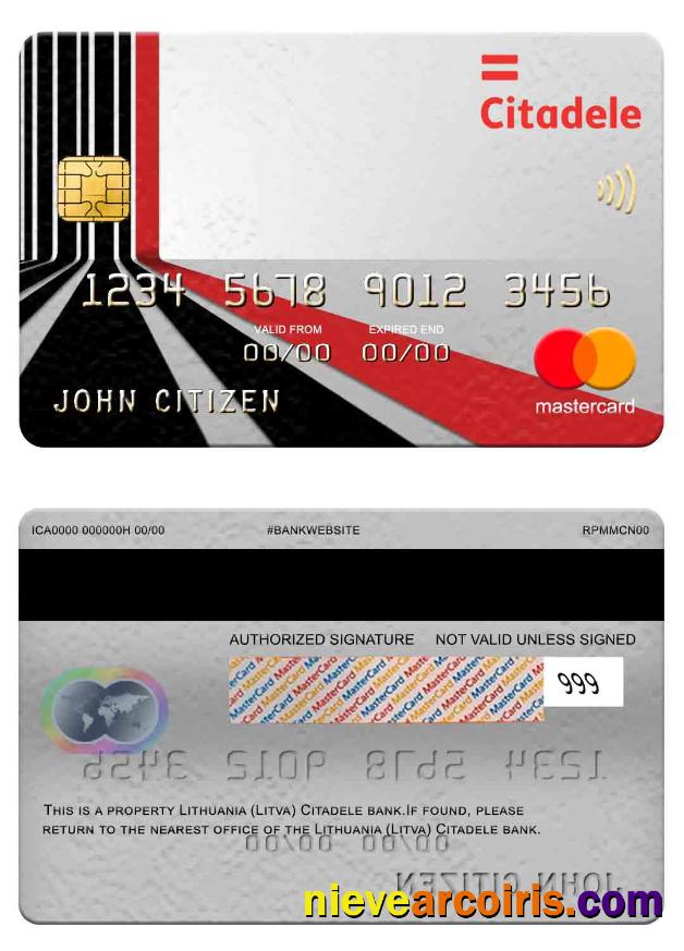 Lithuania (Litva) Citadele bank mastercard